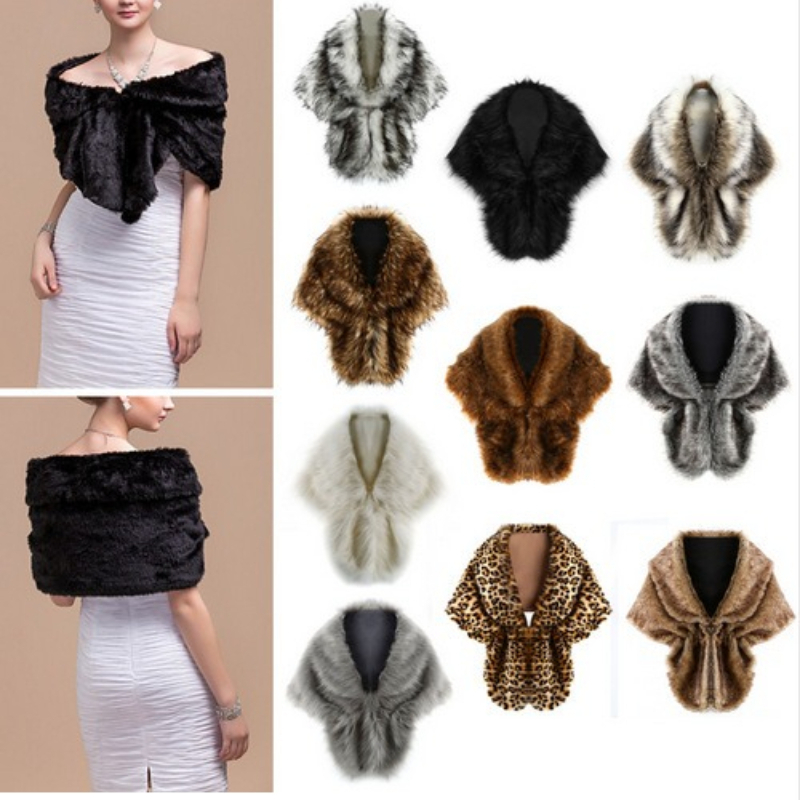 Shawl Wrap Winter - Effenkleurige Kunstbont Lange Pluche Sjaal V-hals