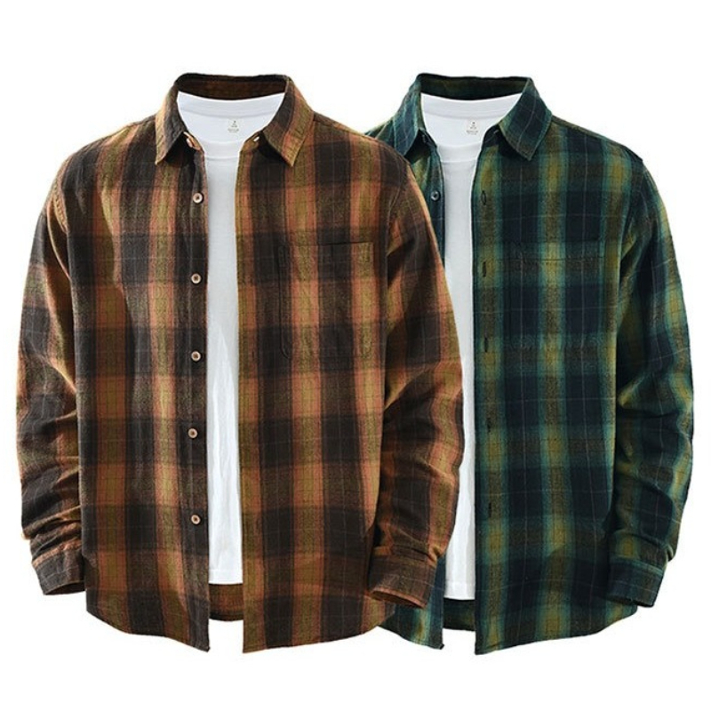 Flannel Shirt Lined - Oversized heren geruit overhemd van 100%