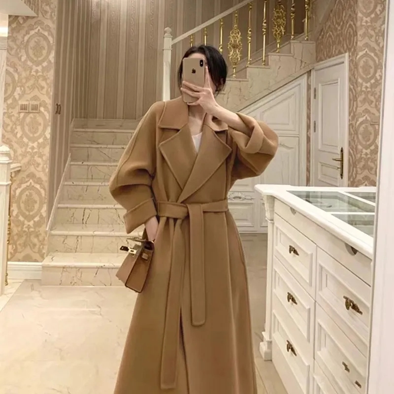 Wool Coat Peacoat - Dubbelzijdige kasjmier damesjas met grote kraag