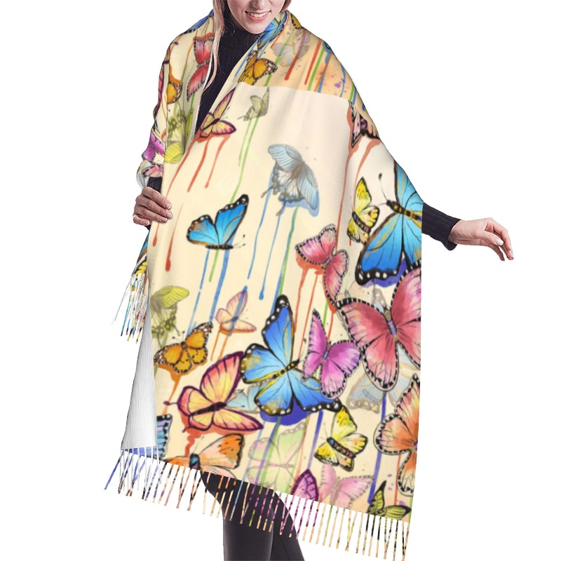Cashmere Pashmina Wrap - Retro Vlinder Winter Kasjmier Sjaal Dames