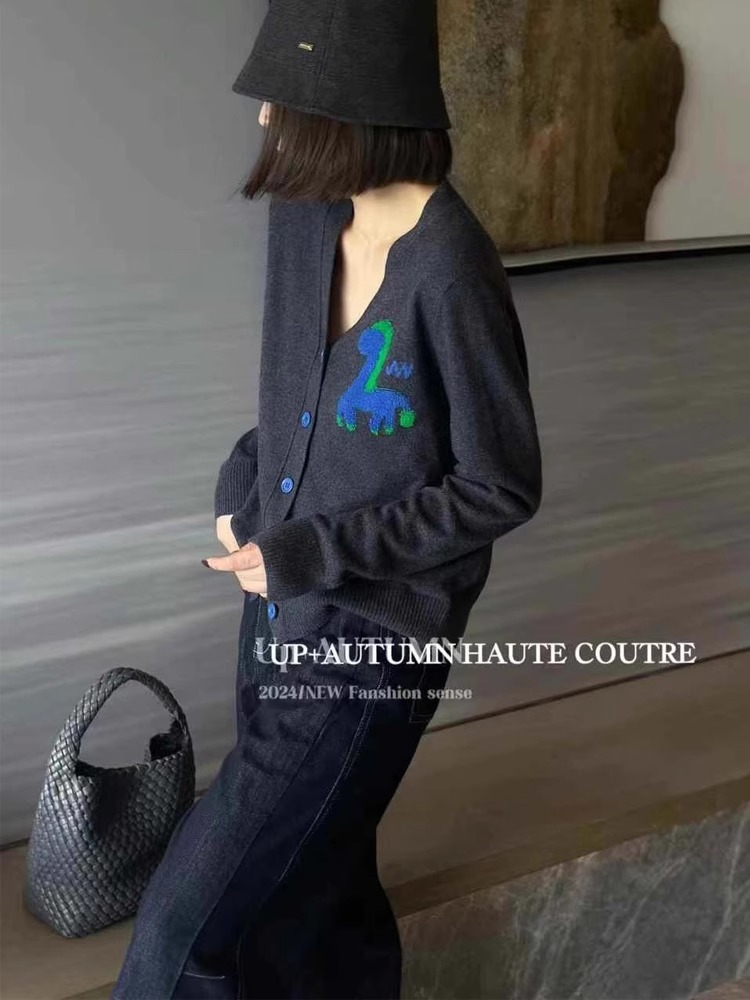Wool Coat Peacoat - Europees station V-hals 100% kasjmier jacquard