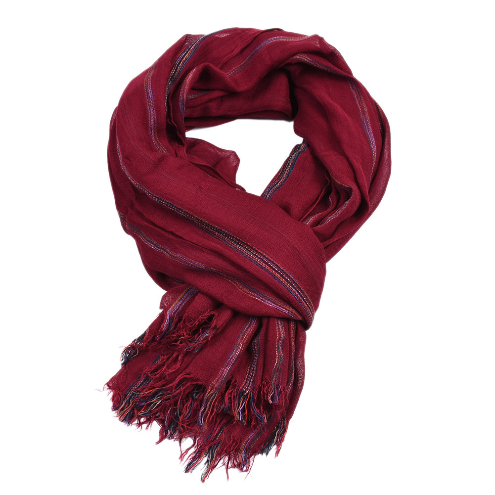 Wool Scarf Men - Katoen Linnen Mode Gestreepte Mannen Sjaal