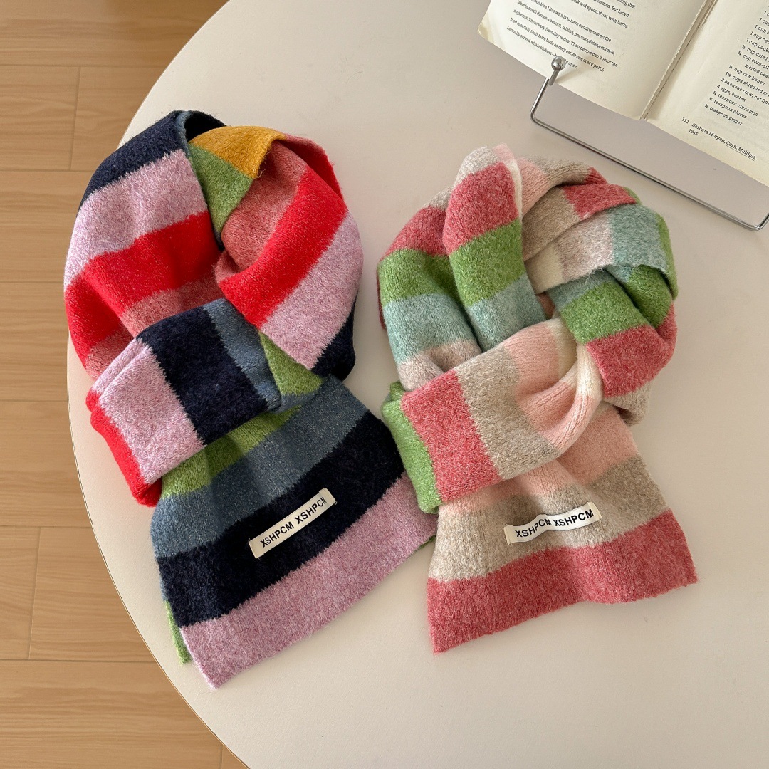 Unisex regenboog wollen gebrei - Wool Scarf Men recensie en prijs