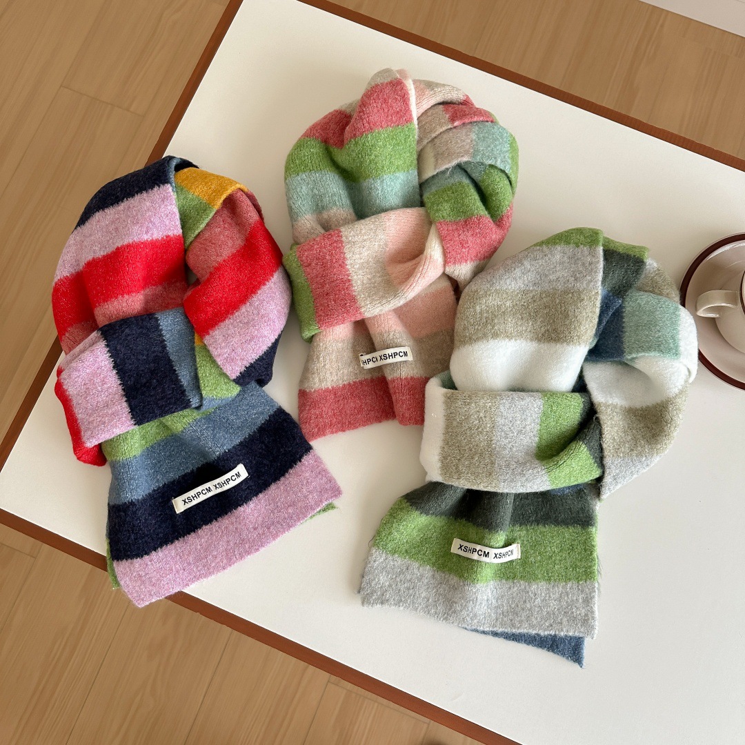 Unisex regenboog wollen gebrei - Wool Scarf Men recensie en prijs